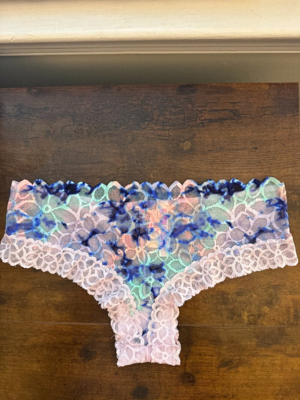 PINK Victoria's Secret Pastel Floral Lace Hipster Panty - Pink, Blue, Mint
